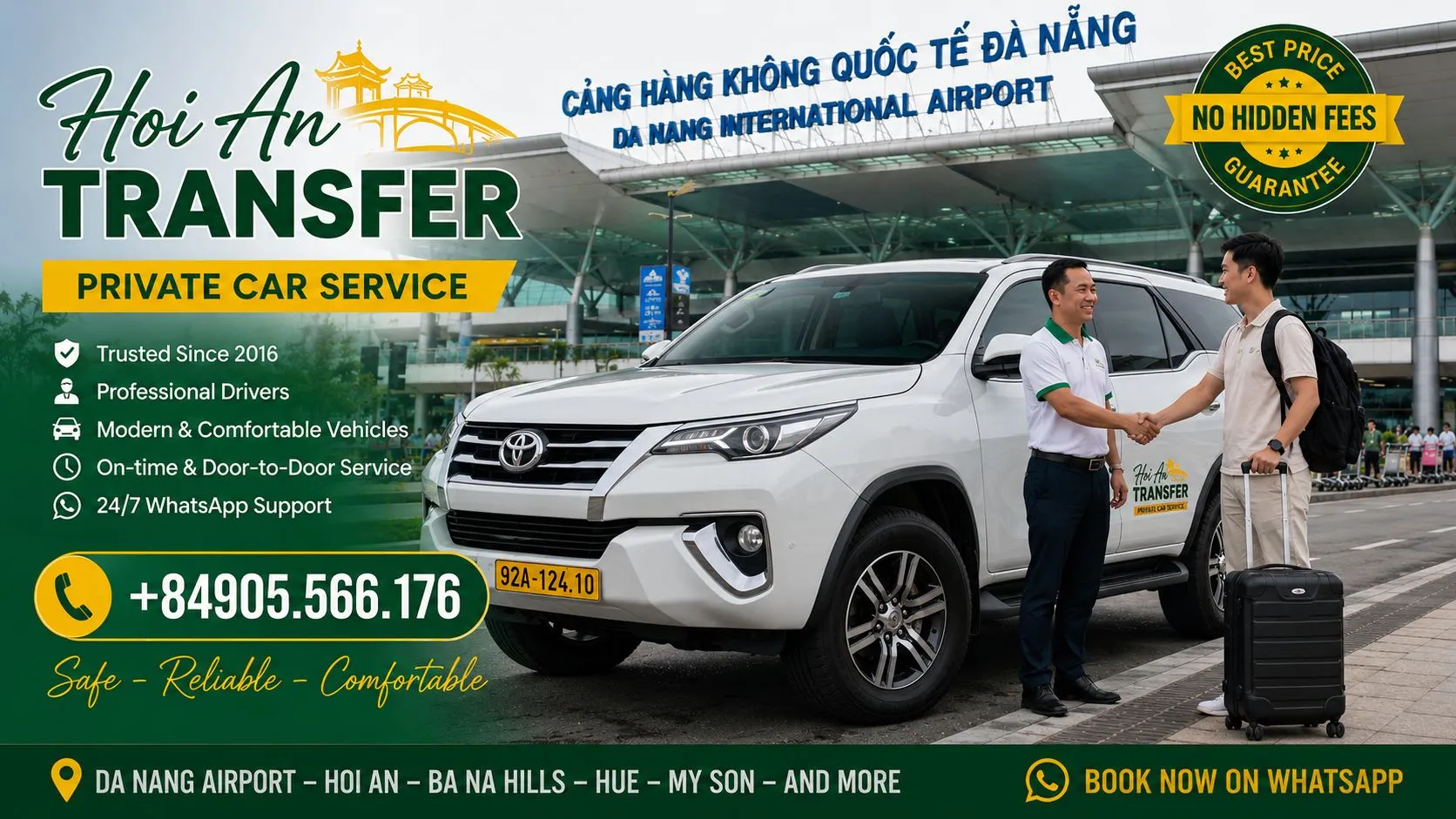 Hoi An Transfer - Private Car from Da Nang Airport to Hoi An